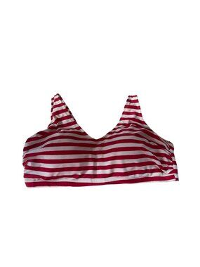 Ava & Viv Swim Top Striped Patriotic Red White 22W Plus Size Adjustable Beach
